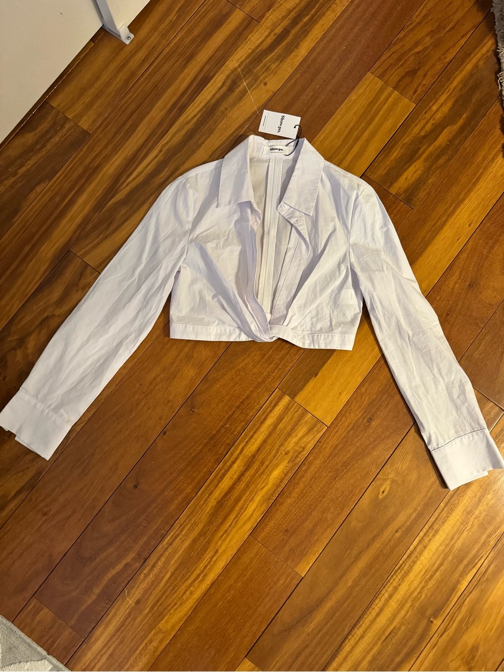 Showpo White Cropped Twist Shirt